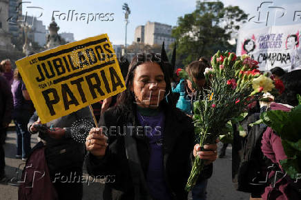 Protest of pensioners against Argentine President Javier Milei's austerity policies, in Buenos Aires