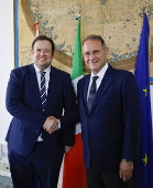 Britain's Minister of State Doughty meets Italian deputy Foreign Minister Cirielli