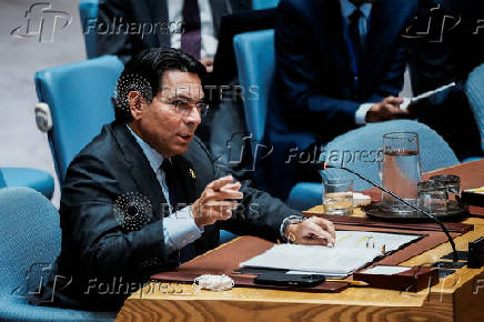 Members of the U.N. Security Council vote on draft resolution demanding Gaza ceasefire at U.N. headquarters in New York