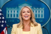 White House Press Secretary Leavitt addresses reporters in Washington, DC