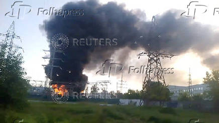 Smoke and fire rise following Ukrainian drone attack in Sergiyev Posad