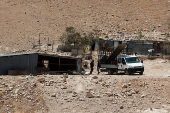 Palestinian Bedouins flee their homes, near Jericho