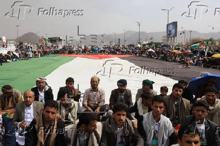 Houthis protest against Israeli attacks on Gaza and US support