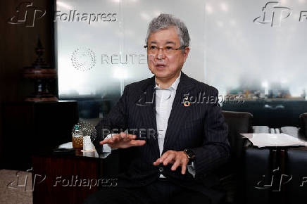 Unicharm Corp's President and CEO Takahisa Takahara speaks during an interview with Reuters