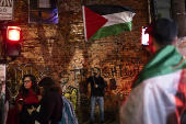 Ato de solidariedade à Palestina, no restaurante Al Janiah, no Bexiga