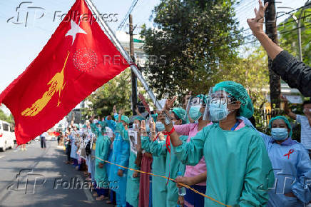 FILE PHOTO: Rally against the military coup in Yangon