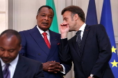 Congolese President Denis Sassou Nguesso visits Elysee Palace in Paris