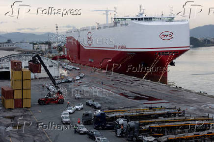 A BYD vessel docks at the Itajai port in Santa Catarina