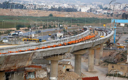 FILE PHOTO: A general view of the construction site of Fast Rail Network (RFR) in Tunis