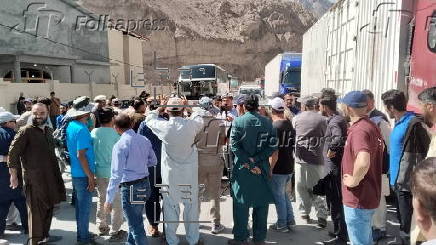 Traders protest near the Pakistan-China border