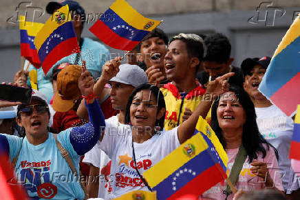 People participate in a march in support of Venezuelan President Nicolas Maduro, in Caracas