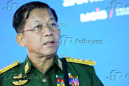FILE PHOTO: Commander-in-Chief of Myanmar's armed forces, Senior General Min Aung Hlaing delivers his speech at the IX Moscow conference on international security in Moscow