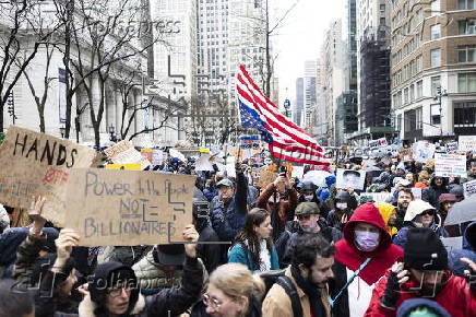 Protest against US President Trump's policies in New York