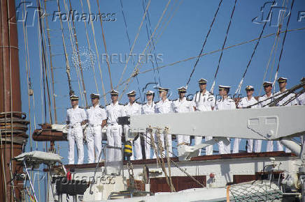 Princess Leonor of Spain transits through Colombian seas aboard the Spanish Navy training ship Juan Sebastian, in Cartagena