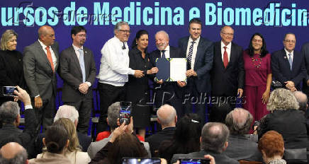 O Presidente Luiz Inácio Lula da Silva participou da cerimônia de lançamento dos cursos de medicina e biomedicina da Faculdade de Ciências e Saúde do Sírio Libanês