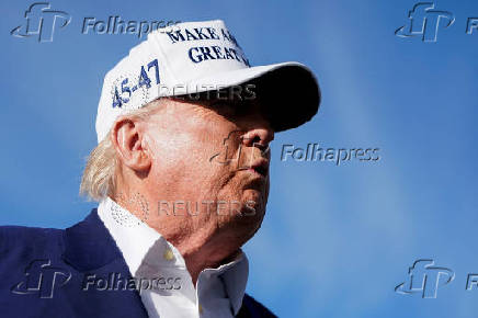 U.S. President Trump boards Air Force One at Morristown Municipal Airport