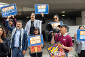 Protest against President Trump's new sweeping travel ban at LAX