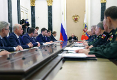 Russia's President Putin chairs a meeting with senior officials and military commanders in Moscow