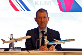 Air France-KLM CEO Benjamin M. Smith speaks during a press conference at an annual meeting of the International Air Transport Association (IATA) in New Delhi