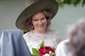 Queen Mathilde of Belgium visits the Beguinage 'Ten Wijngaerde' in Bruges