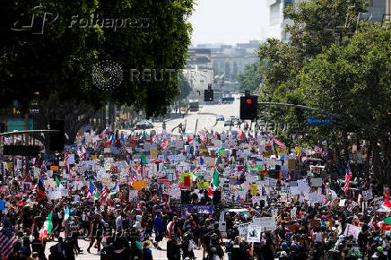 Protest against U.S. President Donald Trump's policies, in Los Angeles