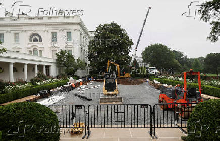 Rose Garden renovation at the White House in Washington