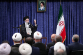 Iran's Supreme Leader Ayatollah Ali Khamenei speaks during a meeting with Judiciary Officials in Tehran