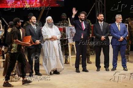 Syria?s interim President Ahmed al-Sharaa attends the ?Aleppo, Key to Victory? celebration  in Aleppo