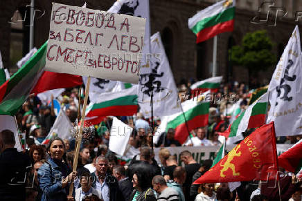Protest against Bulgaria's plans of joining the euro zone in Sofia