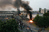 Drone view of riots in Ballymena
