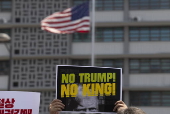 Protest in Seoul against US President Trump's policy on South Korea