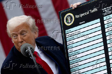 FILE PHOTO: U.S. President Trump delivers remarks on tariffs, at the White House