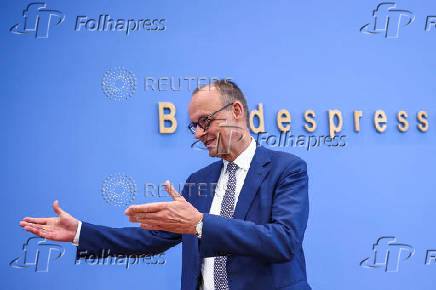 German Chancellor Merz holds press conference in Berlin