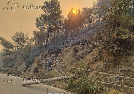 The Greek island of Chios affected by wildfires