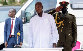 Uganda's President Yoweri Museveni arrives to deliver the 2025 State of the Nation Address at Kololo Ceremonial Grounds, in Kampala