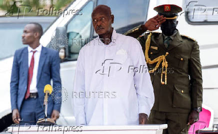 Uganda's President Yoweri Museveni arrives to deliver the 2025 State of the Nation Address at Kololo Ceremonial Grounds, in Kampala