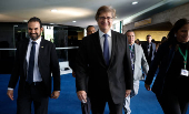 O procurador Paulo Gonet chega à presidência do Senado para reunião