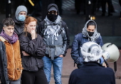 Demonstration in solidarity with occupation Maagdenhuis in Amsterdam