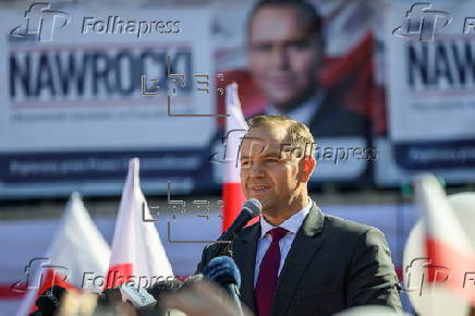 Polish presidential candidate Karol Nawrocki campaigns in Domostawa