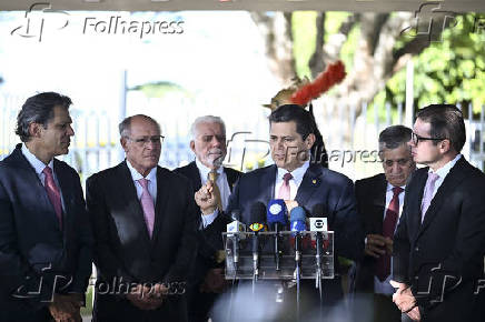 Coletiva Haddad Alcolumbre e Hugo Motta