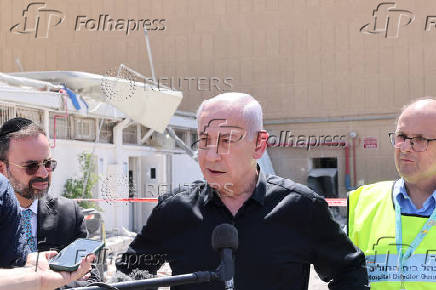 Israeli Prime Minister Benjamin Netanyahu visits the Soroka hospital complex, in Beer Sheva