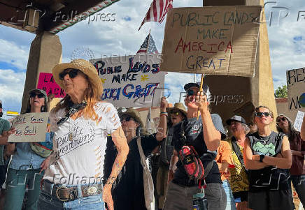 Demonstration against the proposed sale of public lands, in Santa Fe, New Mexico