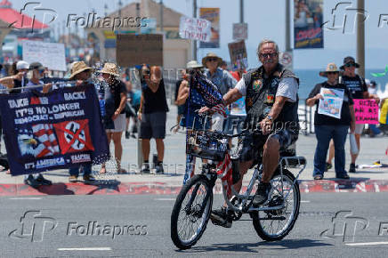 Good Trouble Lives On protest in Huntington Beach