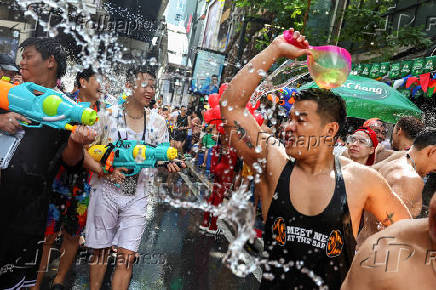 Revellers celebrate New Year Water Festival in Bangkok