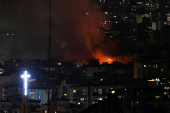 Israeli strike on Beirut's southern suburbs, after the Israeli military issued an evacuation warning for the area, as seen from Baabda