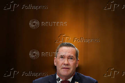 Former National Security adviser Mike Waltz, sits to testify before a Senate Foreign Relations Committee confirmation hearing on Capitol Hill