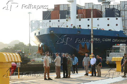 U.S. Secretary of Defense Hegseth tours the Miraflores locks at the Panama Canal