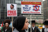 Protesters gather to call for the release of Mahmoud Khalil, in Manhattan