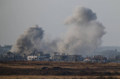 Smoke rises from Gaza after an explosion