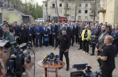 Ukrainian President Zelensky visits site of Russian missile strike in Kyiv